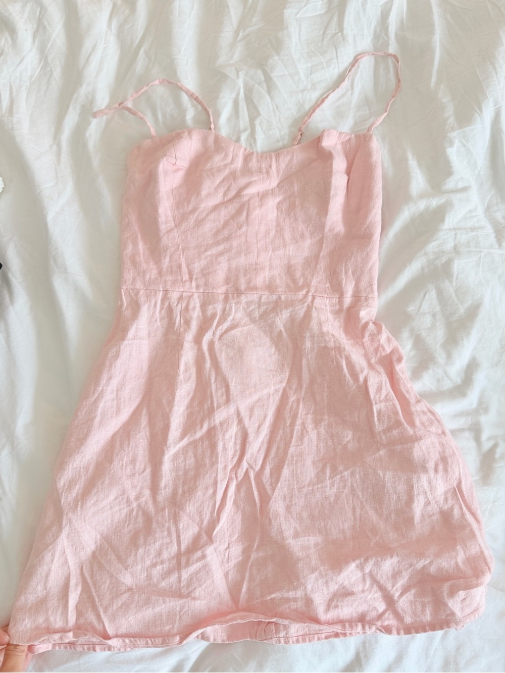 Reformation Light Pink Linen Slip Dress